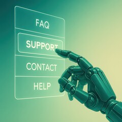 Poster - Robotic hand interacting with a digital interface, selecting the 