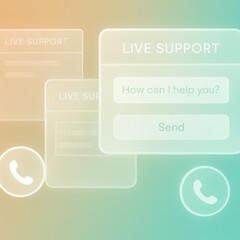 Poster - Visual representation of online support. A seamless illustration of live customer support. A digital rendering of an interactive help interface.
