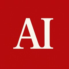 Poster - AI letters mark a revolution with their bold statement in a modern red background, this design representing technology and innovation.