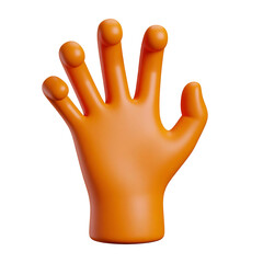 Poster - Vibrant Orange 3D Hand Icon with Curled Fingers in Transparent Isolated Background Graphic Resource