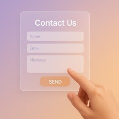 Poster - A person interacts with a Contact Us interface, the image focus on user experience and engagement.
