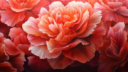 Aufkleber - Painting of a bouquet of red and white flowers. The flowers are arranged in a way that makes them look like they are blooming. The painting has a warm and inviting mood