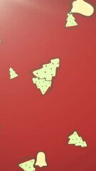 Aufkleber - Animation of christmas bell decorations falling with glowing light on red background