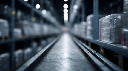 Poster - Automated shelves moving on smart warehouse tracks