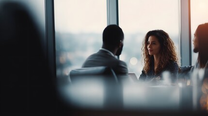 Poster - Business team discussing strategy in a corporate meeting room
