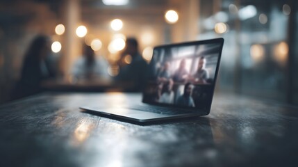 Poster - Laptop screen displaying a remote business meeting