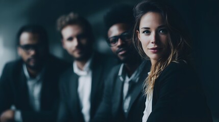 Poster - Focused sales team preparing for an important pitch presentation