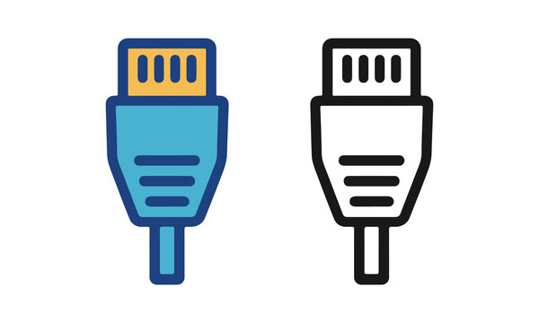 Ethernet cable connector Icon, Vector Illustration of CAT6, RJ45 Network Cable, IT Network Communication Technology Icon.
