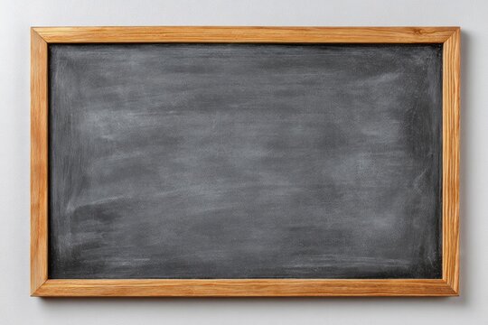 A wooden chalkboard with a black background