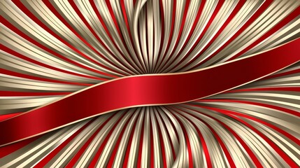 Poster - Ribbon with red and gold stripes is shown in the center of the image. The ribbon is long and narrow, and it is a decorative element. Scene is elegant and sophisticated
