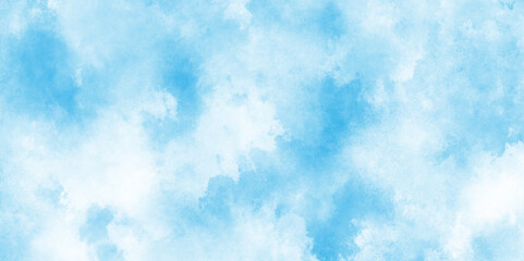 Poster - abstract blue sky with clouds light sky blue shades watercolor background, natural sky background for design and Illustration, soft blue teal watercolor background with a gentle.