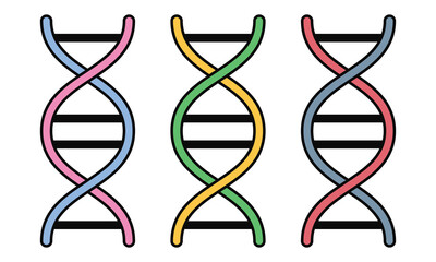 Poster - Dna icon set. Dna stroke line icon for science apps and websites graphic design. Simple genetic dna symbol icon isolated on white background. Vector illustration. EPS 10