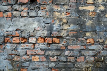 Poster - Weathered brick wall texture revealing deterioration and the passage of time
