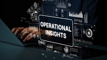 Poster - Business analytics technology with operational insights displaying data visualizations and graphs on a digital screen. Asymptotic smart data analytic.