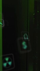 Poster - Animation of eco icons and data processing over computer servers