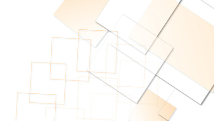Fototapete - Modern white and light grey, yellow square, Abstract silver color geometric shape with copy space. Seamless pattern with three-dimensional cubes. Abstract shape on yellow and white background.