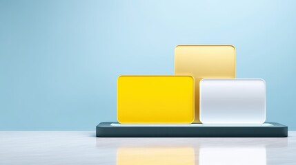 Poster - Minimalist Display with Geometric Shapes in Soft Colors on a Light Background