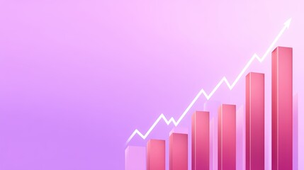 Poster - graphical representation of positive growth with colorful bars and trend line on a purple background