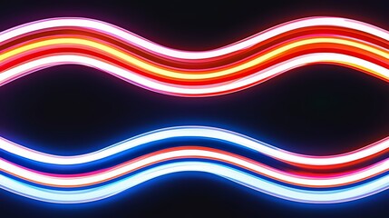 Aufkleber - Two long, colorful waves of neon lights. The colors are red, blue, and yellow, and the waves are arranged in a way that creates a sense of movement and energy. Scene is vibrant and dynamic