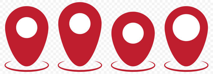 Poster - Red Flat icon set of location and map pins on Transparent Background. EPS 10.