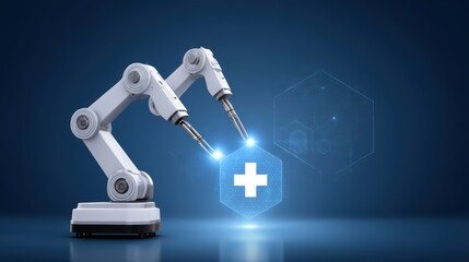 Poster - Robotic Arm in Medical Application Enhancing Healthcare Technology with Digital Elements and Medical Cross Symbol