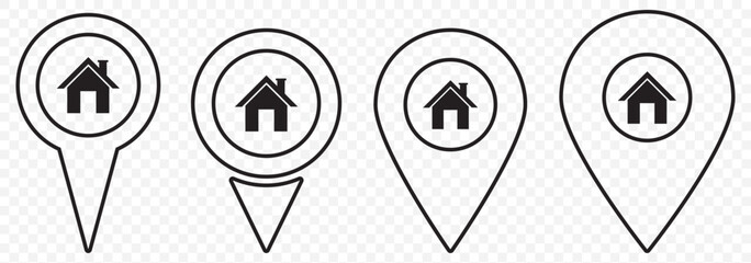 Poster - Map pin icon. location pin place marker. Location icon. Map marker pointer icon set, Editable Victor illustration on Transparent Background. EPS 10.