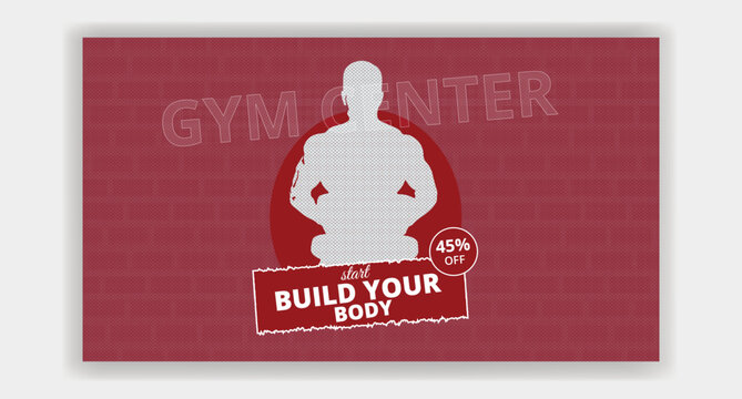 Fitness build your body thumbnail design template
