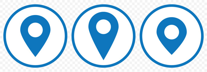 Poster - Set of blue map pin icons. Design can use for web and mobile app. Vector illustration on Transparent Background. EPS 10.
