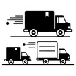 © Nilkanto malakar - Delivery Truck Icon Set – Black and White Vector Logistics Symbols with Fast Shipping Motion Lines