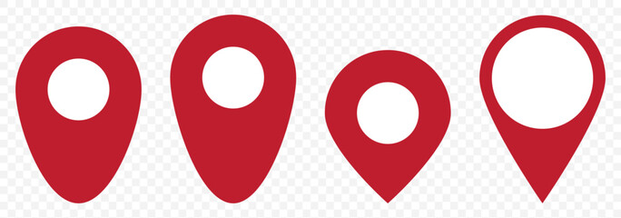 Poster - Set of red map pin icons. Design can use for web and mobile app. Vector illustration on Transparent Background. EPS 10.