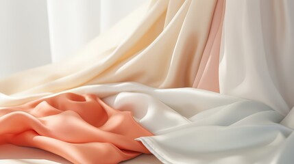 Poster - White, pink, and orange piece of fabric is laid out on a table. The colors are bright and cheerful, giving the impression of a fun and playful mood