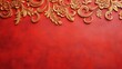 © Nuth - Ornate golden floral patterns embellish the top of a rich textured red background, creating an elegant and luxurious decorative design.