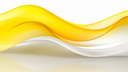Aufkleber - Yellow and white wave with a white background. The wave is long and curvy. The background is white and the wave is the main focus of the image