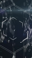 Poster - Animation of hexagon, lights and connections over black background