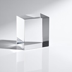 Aufkleber - Clear Glass Cube on White Background