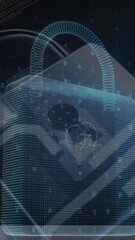 Poster - Animation of security padlock icon over network of connections and data processing