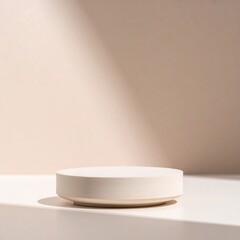 Aufkleber - White Round Product Display Platform on Beige Background