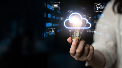 Poster - Cloud computing enables digital growth with secure data storage, scalable infrastructure, and strategic cloud-based business solutions. Latch