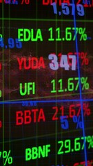 Poster - Animation of financial data processing over dark background