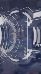 Poster - Animation of round scanner and interface with data processing against aerial view of cityscape