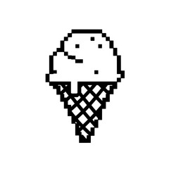 Poster - Pixelated Sweet Delight: A charming pixel art depiction of a single scoop ice cream cone, perfect for nostalgic projects, food-themed designs, or adding a playful touch to your visual content.