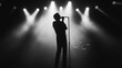 © Dao - Silhouette of singer on stage in spotlights. Banner design