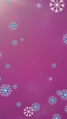 Poster - Animation of snow falling christmas tree pattern on purple background