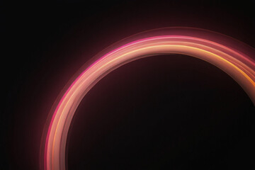 Poster - Abstract image featuring a curved light trail with pink and orange hues against a dark background created with generated ai