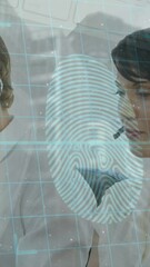 Poster - Animation of fingerprint and network of connections over business people