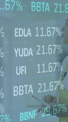Poster - Animation of financial data processing over businesswoman