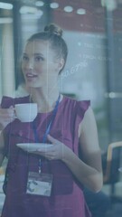 Poster - The scene is of a modern office, with happy, diverse businesspeople discussing work during a meeting