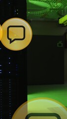 Poster - Animation of connections with icons and data processing over computer servers