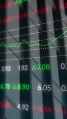 Poster - Animation of financial data processing over cityscape with modern office building