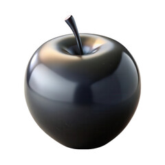 Poster - Shiny dark gray apple with a thin stem isolated on transparent background